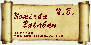 Momirka Balaban vizit kartica